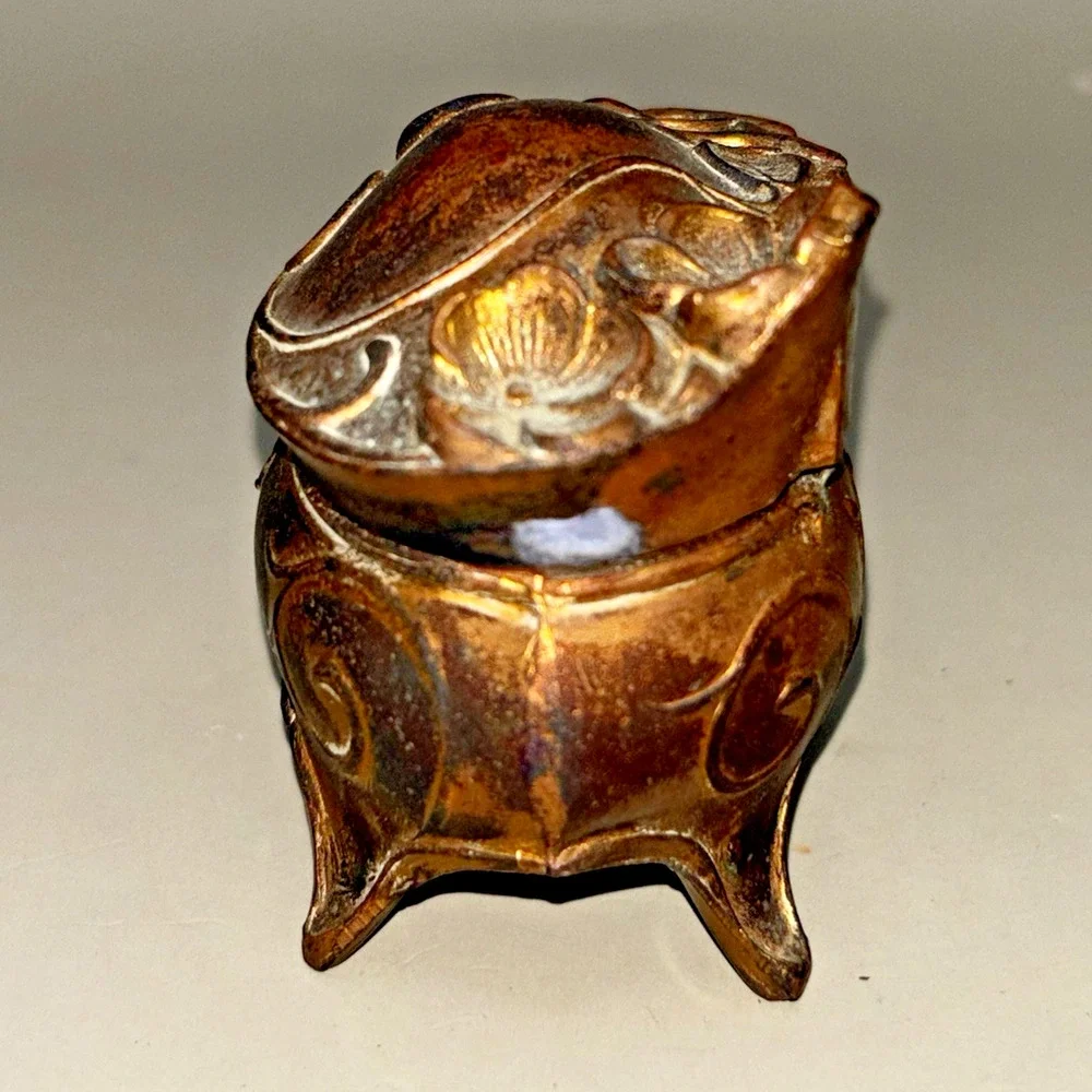 Antique Golden Art Nouveau Jewelry Casket Box